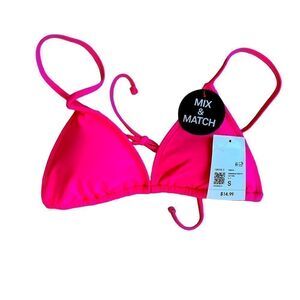 Forever 21 Hot Pink Bikini Top Swimsuit Sz S Mix Match NWT